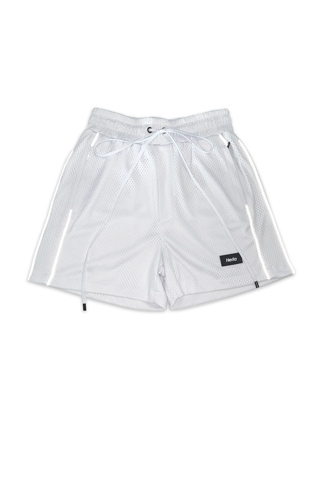 Heria Mesh Shorts with 3M Reflective Piping - White 2c