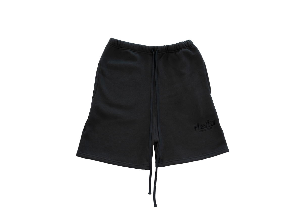 Heria Embroidered Sweat Shorts - Black