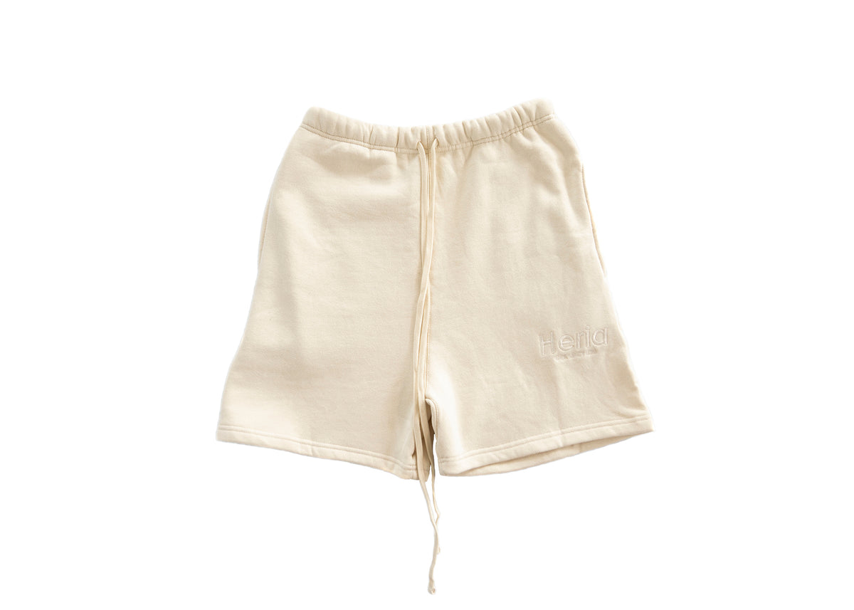 Heria Embroidered Sweat Shorts - Beige