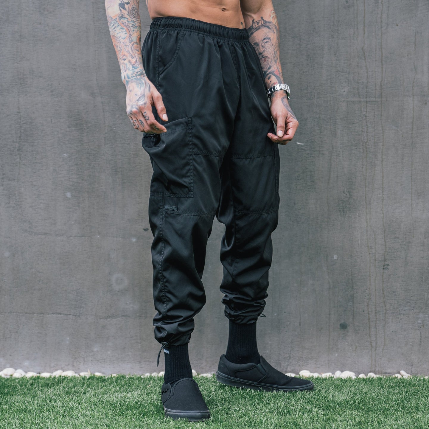 Drawstring Track Pants - Black 2c