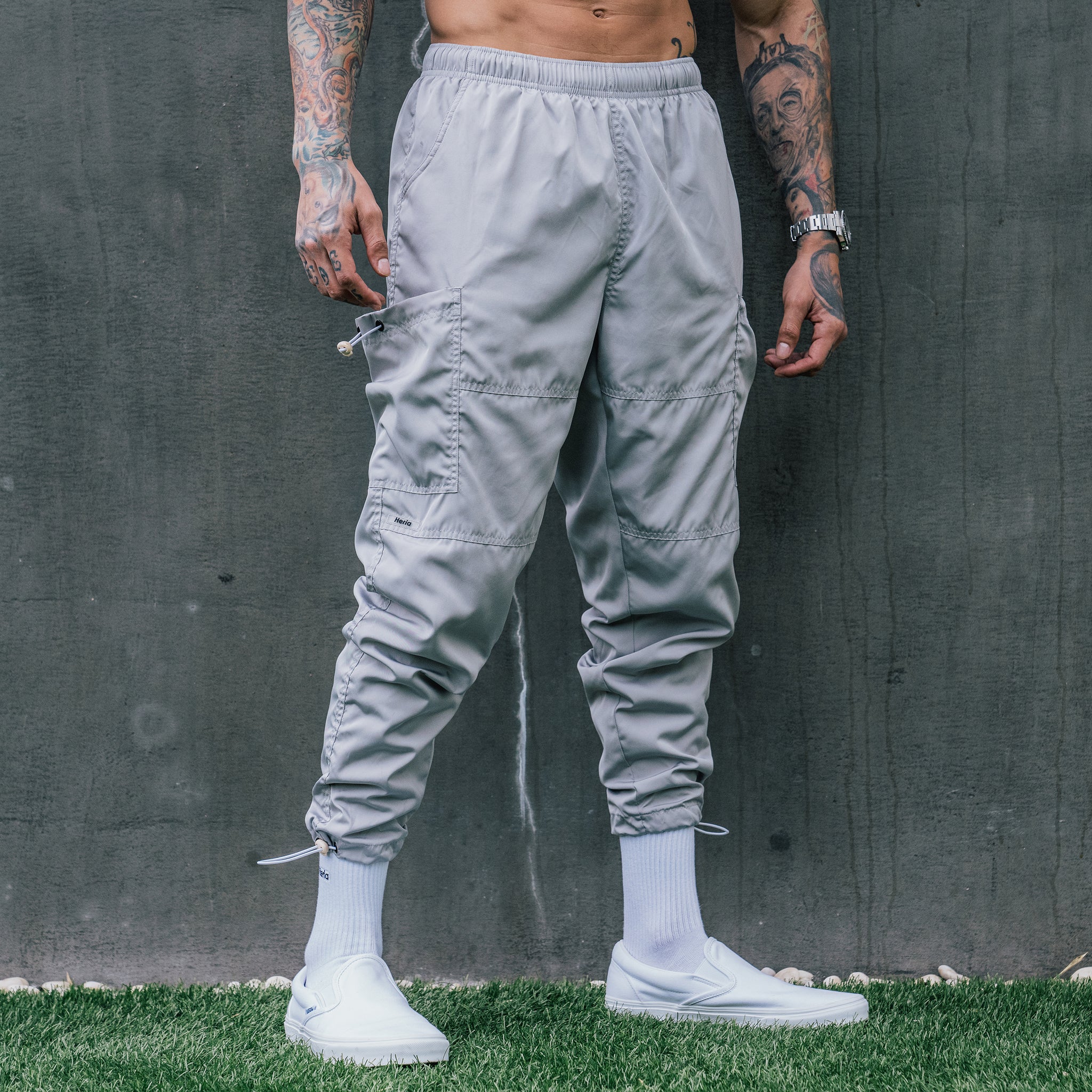 Drawstring Track Pants - Grey 2c