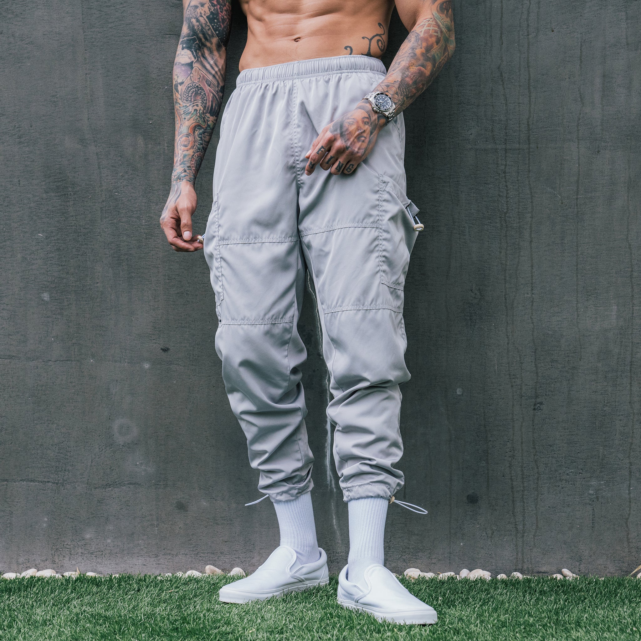 Drawstring Track Pants - Grey 5c
