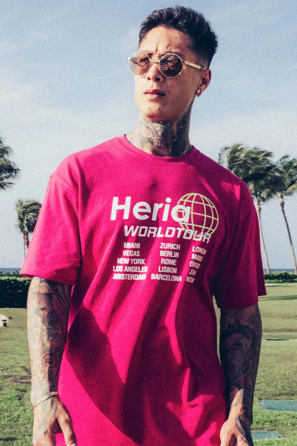 Heria World Tour T-Shirt - Hot Pink 5c