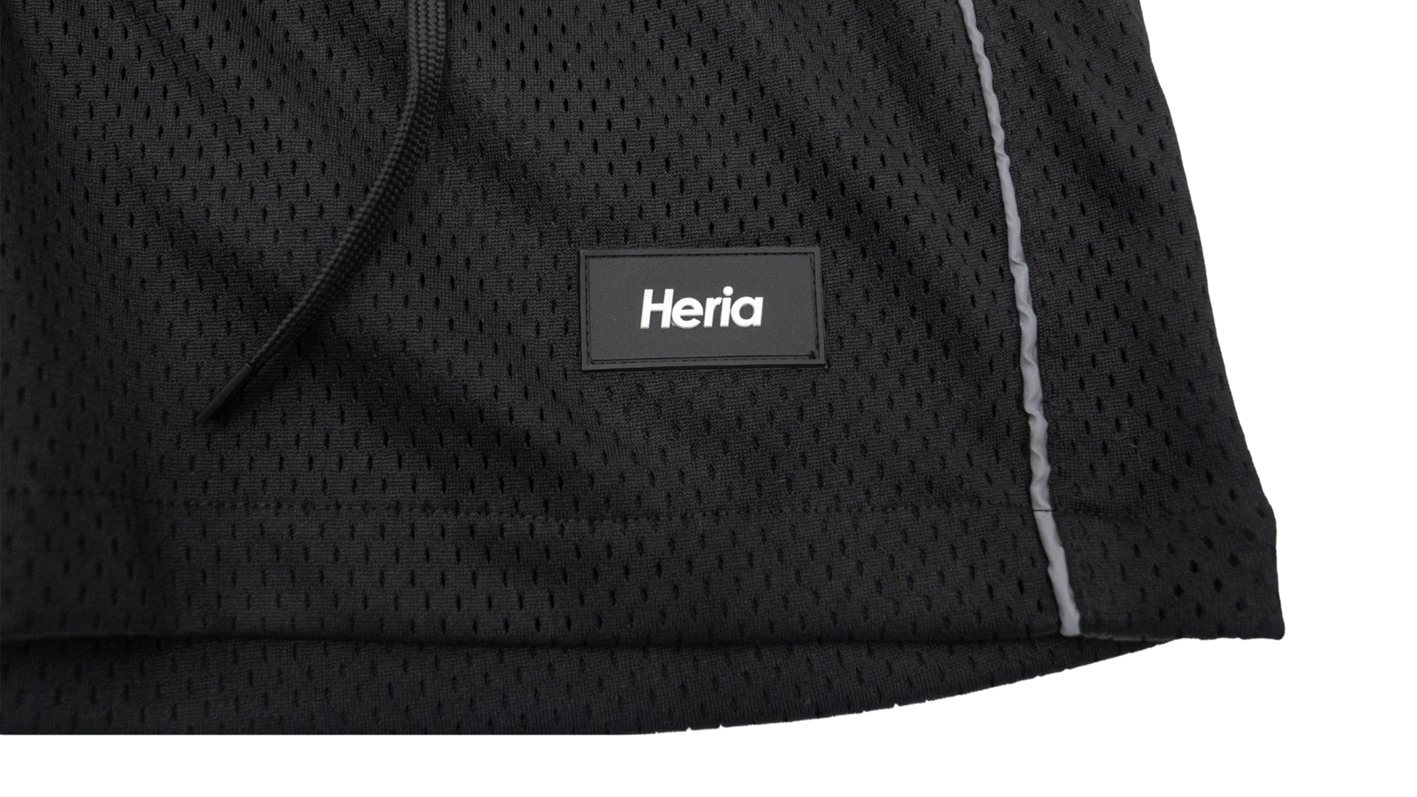 Heria Mesh Shorts with Reflective Piping - Black (6832725458986)