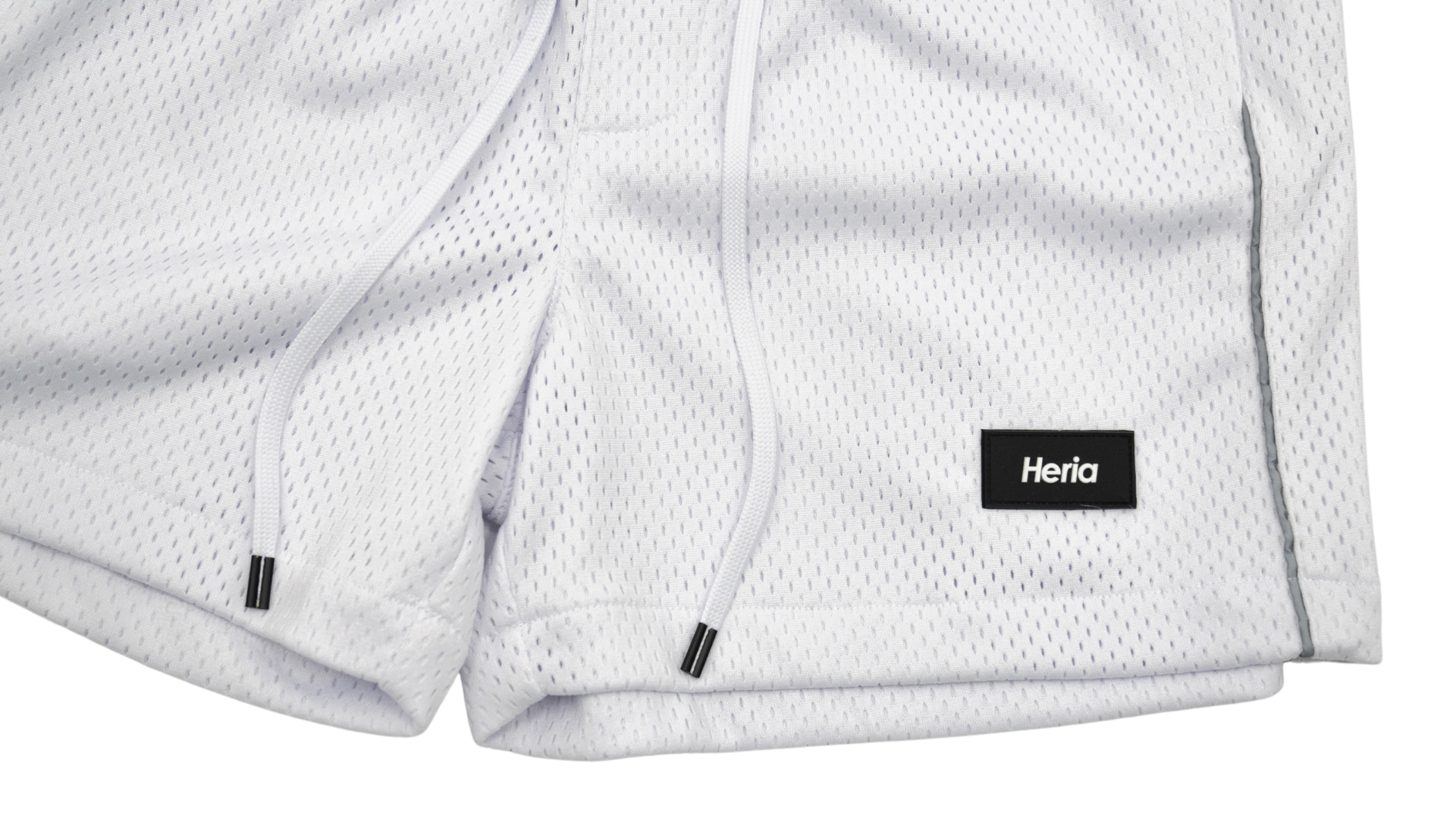 Heria Mesh Shorts with Reflective Piping - White (6832739876906)