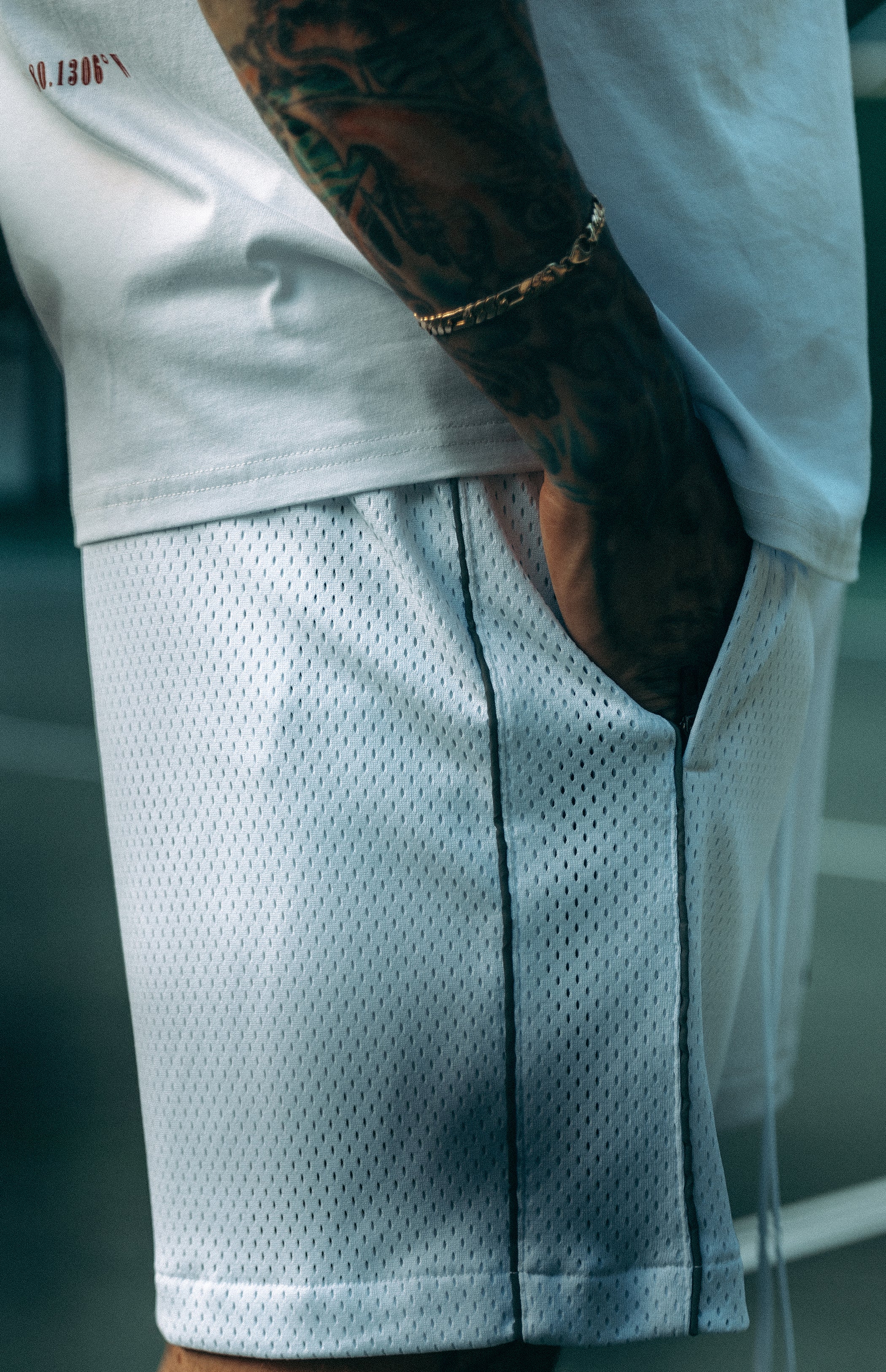 伊*鏡様 <MINIMUM MESH SHORTS +ADD FLAP>: Kh Heria Mesh Shorts with 3M Reflective Piping - White – Chris Heria