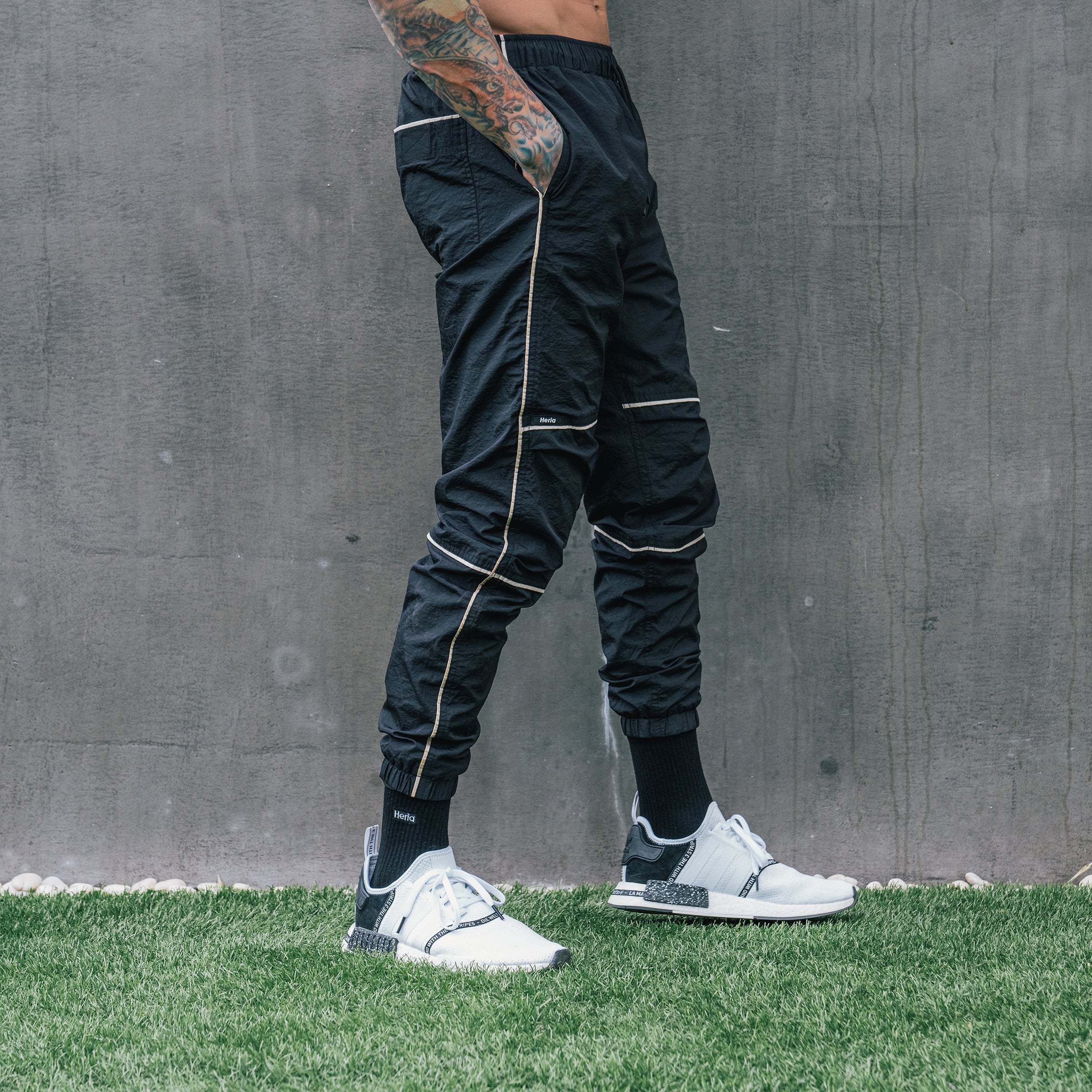 Track Pants with White Lines Chris Heria